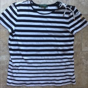 Black/White T-shirt With Gold Details